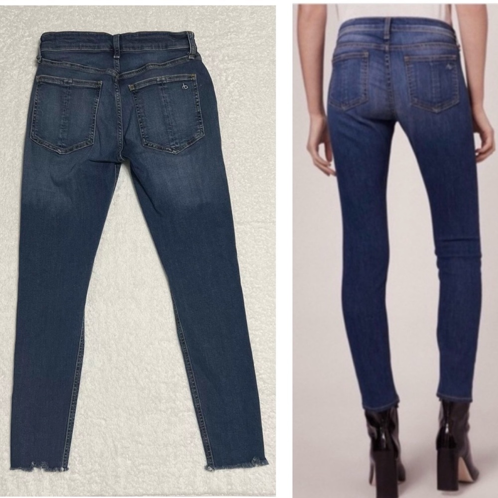 Rag & Bone Cate Mid Rise Ankle Skinny Jeans Women’s 25 Blue Raw Hem